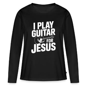 Je joue de la guitare pour Jésus - T-shirt manches longues Premium bio Femme - noir - Devant - Julia (174cm)