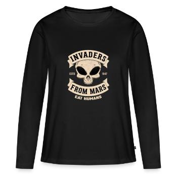 Envahisseurs venus de Mars - T-shirt manches longues Premium bio Femme - noir - Devant - Julia (174cm)