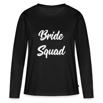 Robe de mariée équipe enterrement de vie de garçon - T-shirt manches longues Premium bio Femme - noir - Devant - Julia (174cm)
