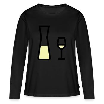 Verre à vin blanc et carafe de vin blanc - T-shirt manches longues Premium bio Femme - noir - Devant - Julia (174cm)