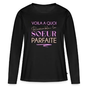 Meilleure soeur cadeau tee shirt soeur - T-shirt manches longues Premium bio Femme - noir - Devant - Julia (174cm)