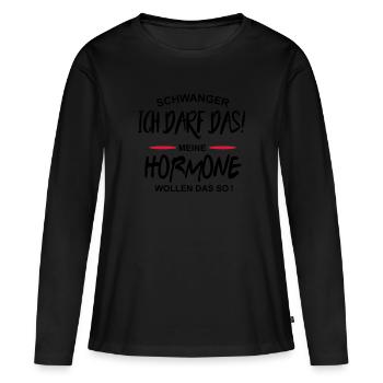 Schwangerschaft Schwanger Hormone - Frauen Premium Bio Langarmshirt - Schwarz - Vorne - Julia (174cm)