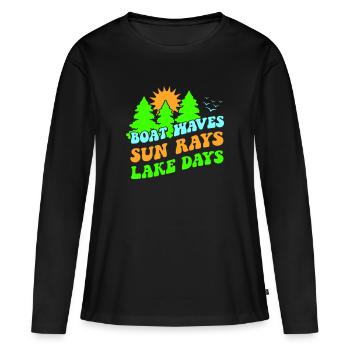 JOURS LAC BATEAU VIVANT EAU RIVIÈRES SOLEIL EAU VIVE - T-shirt manches longues Premium bio Femme - noir - Devant - Julia (174cm)