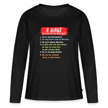Katzenbesitziern Katzenhalterin - Frauen Premium Bio Langarmshirt - Schwarz - Vorne - Julia (174cm)