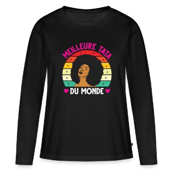 Meilleure tata monde vintage femme noire - T-shirt manches longues Premium bio Femme - noir - Devant - Julia (174cm)