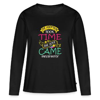 Journée de l’adoption, Adoption Maman Papa Parents - T-shirt manches longues Premium bio Femme - noir - Devant - Julia (174cm)