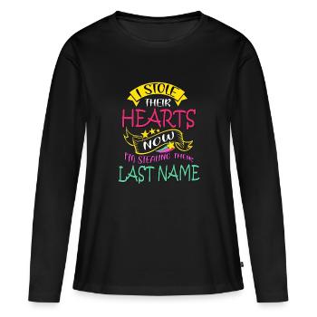 Journée de l’adoption, Adoption Maman Papa Parents - T-shirt manches longues Premium bio Femme - noir - Devant - Julia (174cm)