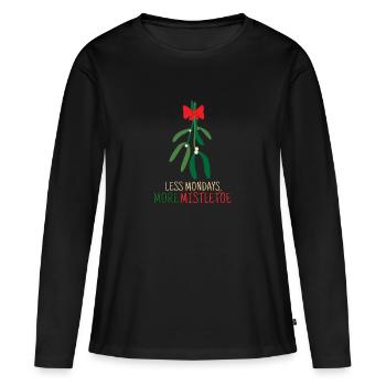 Moins de plus de gui de lundi symbole d’amour - T-shirt manches longues Premium bio Femme - noir - Devant - Julia (174cm)