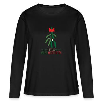 Kleine Fräulein Mistel Symbol der Liebe Zu Weihnachten - Frauen Premium Bio Langarmshirt - Schwarz - Vorne - Julia (174cm)