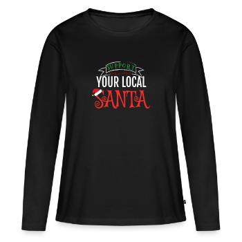 Unterstützen Sie Ihren lokalen Weihnachtspyjama - Frauen Premium Bio Langarmshirt - Schwarz - Vorne - Julia (174cm)