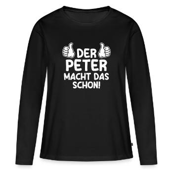 Peter - Frauen Premium Bio Langarmshirt - Schwarz - Vorne - Julia (174cm)