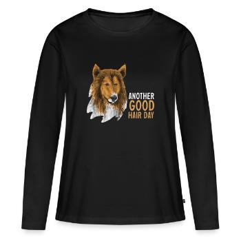 Collie à poil long Chien Rough Collie - T-shirt manches longues Premium bio Femme - noir - Devant - Julia (174cm)
