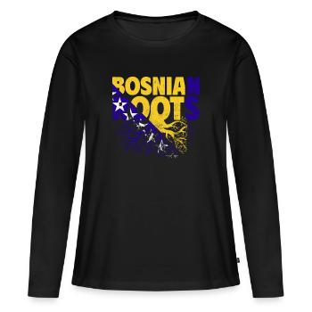 Bosnie-Herzégovine Drapeau Bosnie - T-shirt manches longues Premium bio Femme - noir - Devant - Julia (174cm)