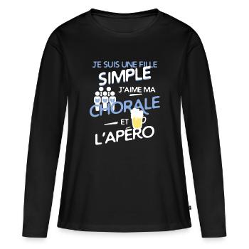 Chorale - une fille simple - T-shirt manches longues Premium bio Femme - noir - Devant - Julia (174cm)