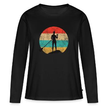 pagaie avec planche - T-shirt manches longues Premium bio Femme - noir - Devant - Julia (174cm)