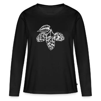 Houblon Malt Bière Levure Fermentation Production de bière Pils - T-shirt manches longues Premium bio Femme - noir - Devant - Julia (174cm)