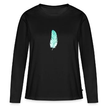 Feder - Frauen Premium Bio Langarmshirt - Schwarz - Vorne - Julia (174cm)