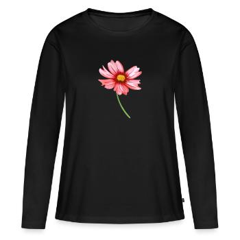 Blume - Frauen Premium Bio Langarmshirt - Schwarz - Vorne - Julia (174cm)