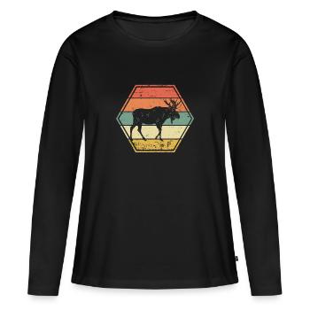 élan - T-shirt manches longues Premium bio Femme - noir - Devant - Julia (174cm)
