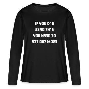 leetspeak leet lu joueur crypté 1337 - T-shirt manches longues Premium bio Femme - noir - Devant - Julia (174cm)