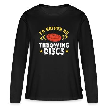 Ultimate Frisbee Wurfscheibe - Frauen Premium Bio Langarmshirt - Schwarz - Vorne - Julia (174cm)