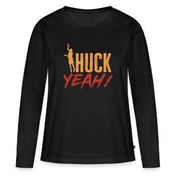 Ultimate Frisbee Wurfscheibe - Frauen Premium Bio Langarmshirt - Schwarz - Vorne - Julia (174cm)
