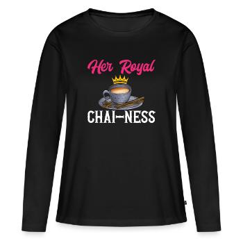 Thé Chai Masala Chai - T-shirt manches longues Premium bio Femme - noir - Devant - Julia (174cm)