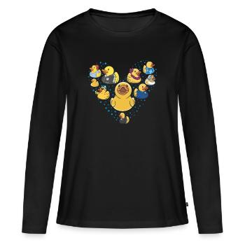 Canard en caoutchouc Canard en caoutchouc - T-shirt manches longues Premium bio Femme - noir - Devant - Julia (174cm)