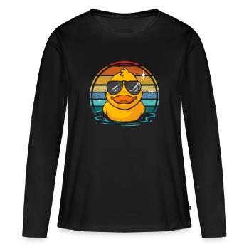 Canard en caoutchouc Canard en caoutchouc - T-shirt manches longues Premium bio Femme - noir - Devant - Julia (174cm)