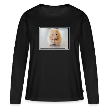 Hamster - Frauen Premium Bio Langarmshirt - Schwarz - Vorne - Julia (174cm)
