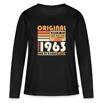 1963 Jahrgang Retro Kassette Geburtstag Geschenk - Frauen Premium Bio Langarmshirt - Schwarz - Vorne - Julia (174cm)