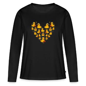 Canard en caoutchouc Canard en caoutchouc - T-shirt manches longues Premium bio Femme - noir - Devant - Julia (174cm)