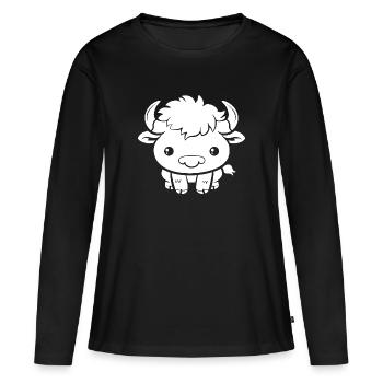 Buffle - T-shirt manches longues Premium bio Femme - noir - Devant - Julia (174cm)