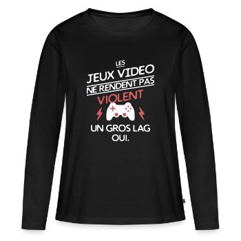 Gamers - le lag - T-shirt manches longues Premium bio Femme - noir - Devant - Julia (174cm)