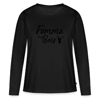 femme des bois - T-shirt manches longues Premium bio Femme - noir - Devant - Julia (174cm)
