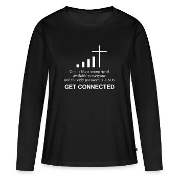 Prêtre catholique | Drôle de cadeau | - T-shirt manches longues Premium bio Femme - noir - Devant - Julia (174cm)