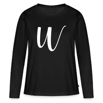 Calligraphy, initial W - Women's Premium Organic Long Sleeve Shirt - black - Front - Julia (174cm)