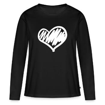 großes Herz handgezeichnet - Frauen Premium Bio Langarmshirt - Schwarz - Vorne - Julia (174cm)