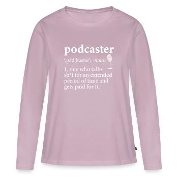 Podcasteur Podcast - T-shirt manches longues Premium bio Femme - rose poudré - Devant - Julia (174cm)