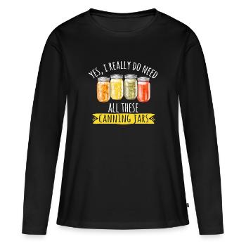 Einmachen Einkochen Lebensmitteln Konservieren - Frauen Premium Bio Langarmshirt - Schwarz - Vorne - Julia (174cm)