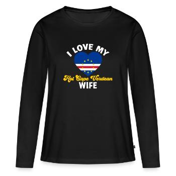 Drapeau du Cap-Vert Drapeau du Cap-Vert - T-shirt manches longues Premium bio Femme - noir - Devant - Julia (174cm)