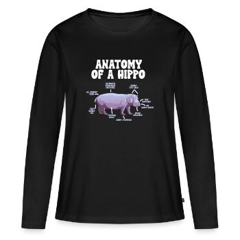 Hippopotame Hippopotame - T-shirt manches longues Premium bio Femme - noir - Devant - Julia (174cm)