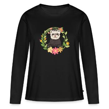 Furet, propriétaire de furet - T-shirt manches longues Premium bio Femme - noir - Devant - Julia (174cm)