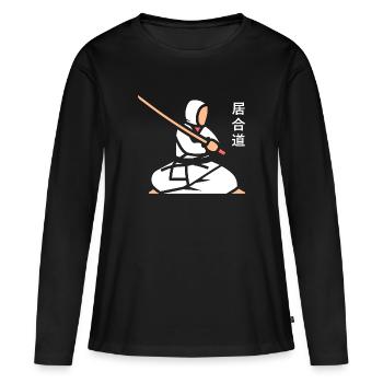 iaido - T-shirt manches longues Premium bio Femme - noir - Devant - Julia (174cm)