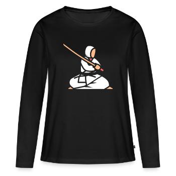 iaido - T-shirt manches longues Premium bio Femme - noir - Devant - Julia (174cm)