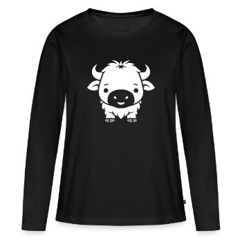 Buffle - T-shirt manches longues Premium bio Femme - noir - Devant - Julia (174cm)