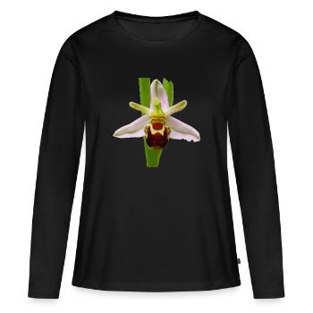 Die Bienen Ragwurz ist ein Orchideen Gewächs - Frauen Premium Bio Langarmshirt - Schwarz - Vorne - Julia (174cm)