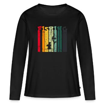 Pêche Coloré Coloré - T-shirt manches longues Premium bio Femme - noir - Devant - Julia (174cm)