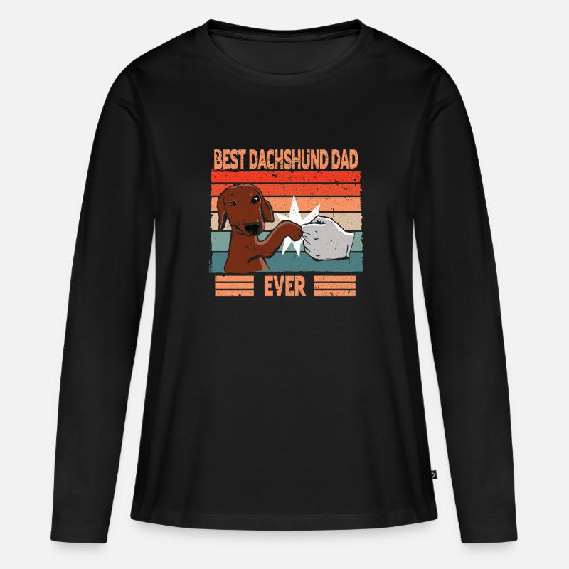 Best Dachshund Dad ever | Dackel Papa Spruch - Frauen Premium Bio Langarmshirt - Schwarz