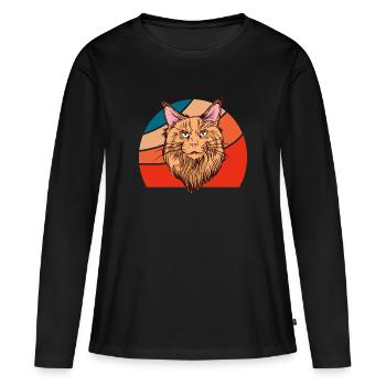 Maine Coon Katze - Frauen Premium Bio Langarmshirt - Schwarz - Vorne - Julia (174cm)